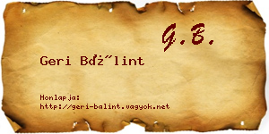Geri Bálint névjegykártya